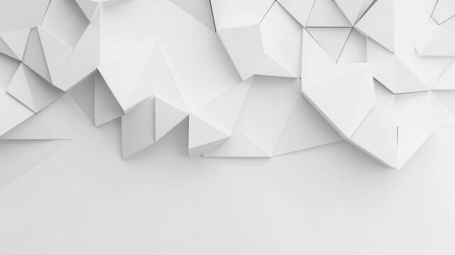 Abstract Geometric Texture: A clean, minimalist design featuring a pattern of white geometric shapes with sharp edges and varied depths, creating a sense of modern abstraction and clean design.