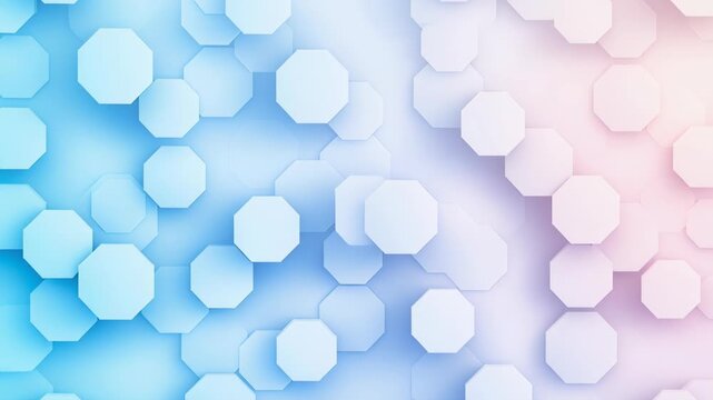 Octagonal Abstraction: A vibrant abstract composition featuring a multitude of interconnected octagons in shades of blue and pink, creating a sense of depth and geometric harmony.