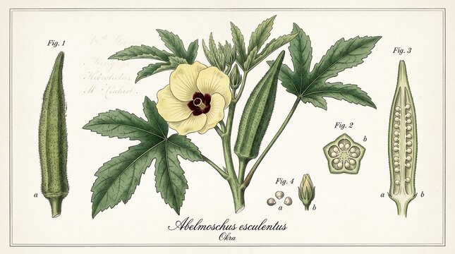 Vintage Okra Illustration