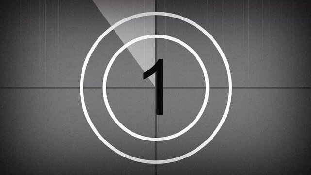 Movies start intro 5 to 0 count down with white back ground. Motion graphics of number countdown concept
