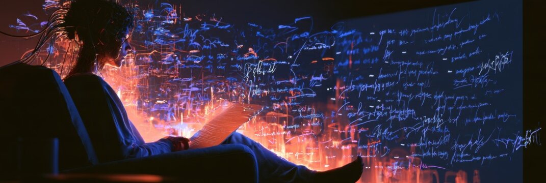 A patient with complete paralysis but intact cognition uses a brain-computer interface to communicate by decoding brain signals into written words.