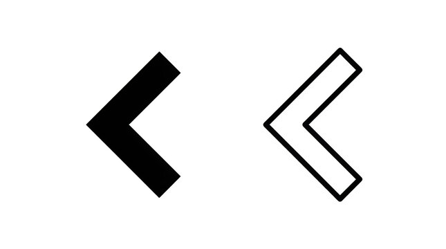 Simple left arrow icon with solid and outline styles