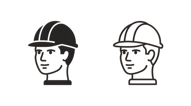 Two workers wearing safety helmets side by side
