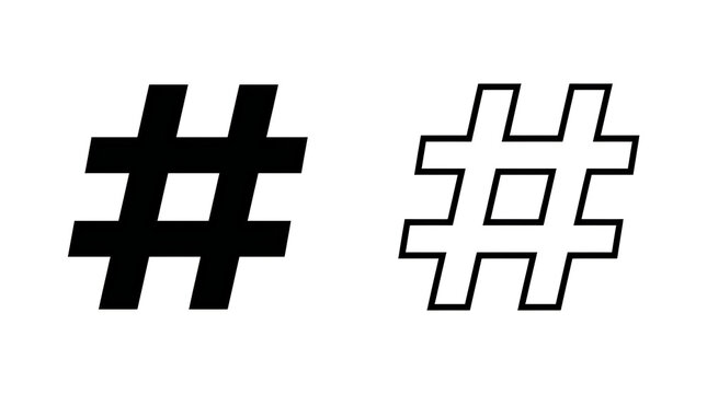 Minimalist hashtag and outline hash icon set