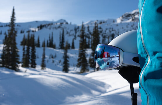 Close-up of a ski helmet