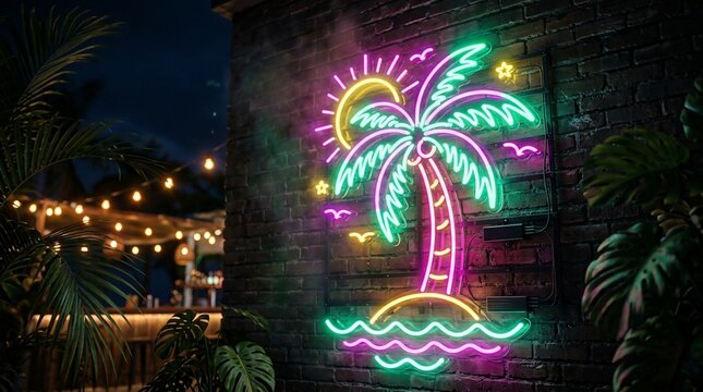 Neon palm sign