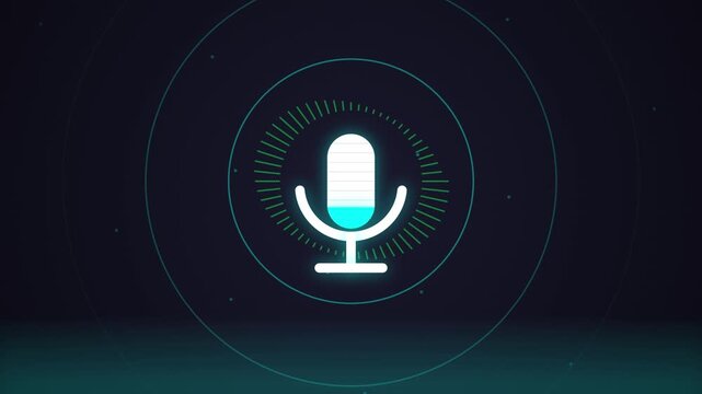 Three Microphone Icons Glowing Animation