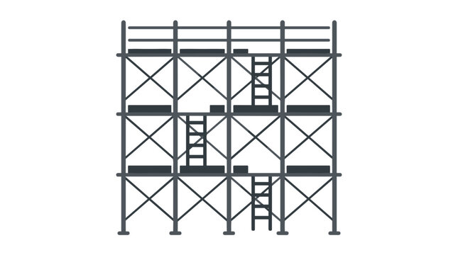 Flat icon illustration of construction scaffolding structure with ladders for building and maintenance projects