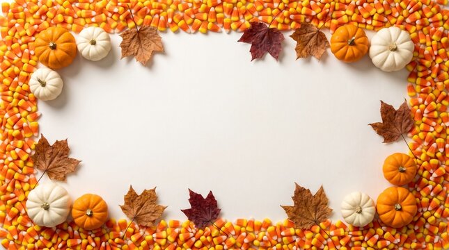 Candy Corn Thanksgiving Seasonal Border Copy Space