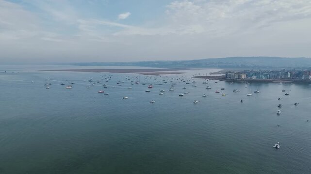 Exmouth and River Exe Dawlish Warren from a drone, Devon, England, United Kingdom
