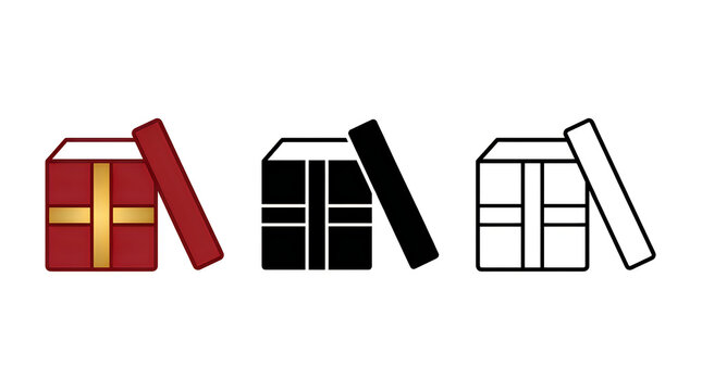 Three open books icon set in flat design style
