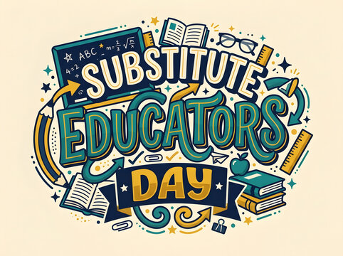 Substitute educators day colorful vector illustration