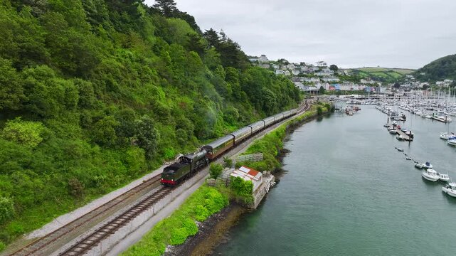 Kingswear to Paignton steam train, Dartmouth Steam Railway, Devon, England, United Kingdom