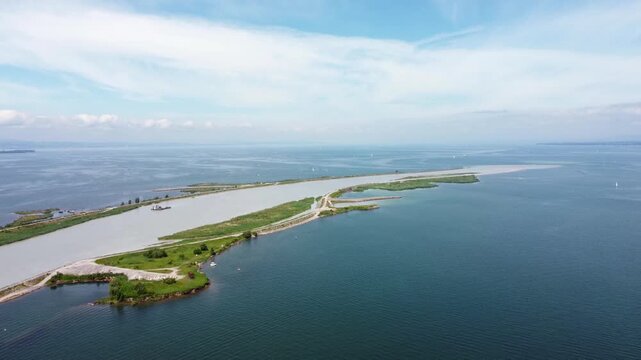 Aerial view of the Rhine Delta, Rhine estuary, Alpine Rhine, Rhine inflow into Lake Constance, Hard, Vorarlberg, Austria