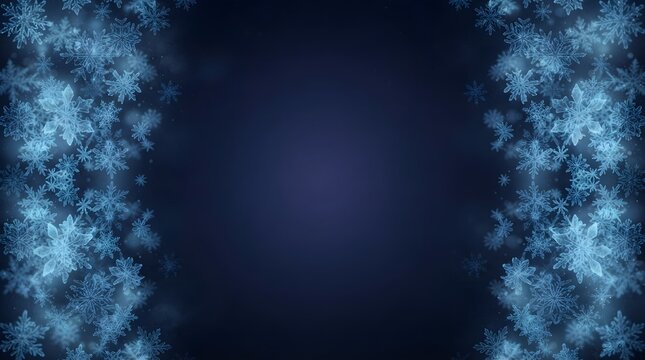 A shimmering dark blue christmas background with icy textures evokes the magic and wonder of the winter holiday season