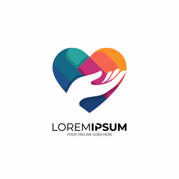 This image features a vibrant heart shape formed by colorful segments, paired with a hand symbolically representing care, connection, and service-oriented values.