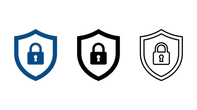 Three shield icons with padlock symbols