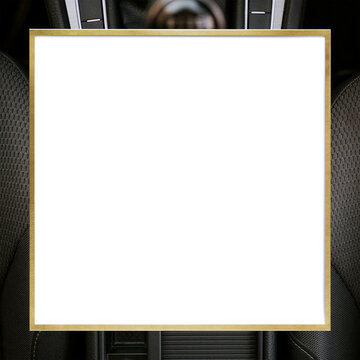 Gold frame on a car center console space design element