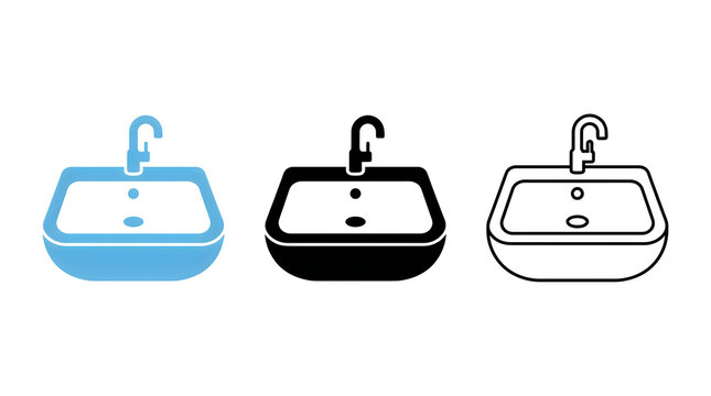 Three modern bathroom sink designs with faucets