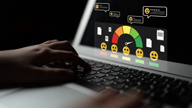 A concept of customer feedback analysis and satisfaction reporting. A dashboard for reviewing user comments, ratings, and overall satisfaction scores. Motif