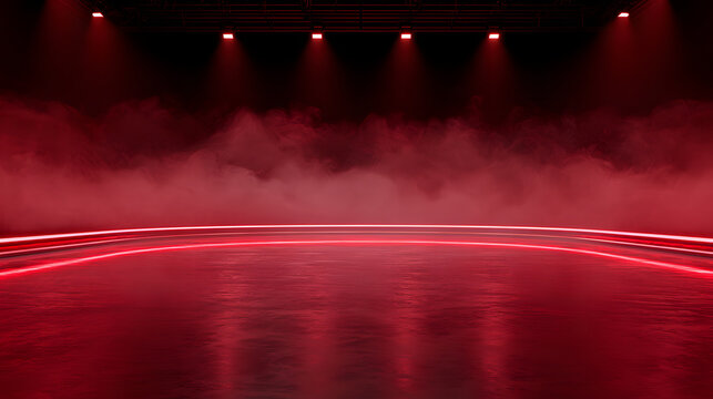 this is a red ice rink backdrop featuring red neon lights, spotlights, and smoke, ideal for hockey games, winter promotions, and ice skating events. It's perfect for stadiums and ice skating arenas wi