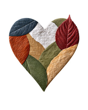 Heart shaped leaves on transparent background