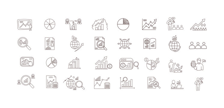 collection of tiny monochrome business and finance icon set