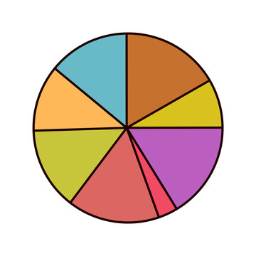 colorful round pie chart split into multiple distinct segments