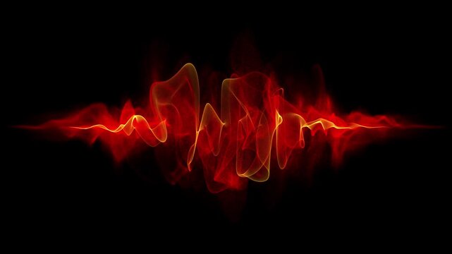 Abstract fiery background for scary stories. Fire wave intro for Halloween background. Hot musical wave flame fire. Mystical hellfire for rock music. Horror flame animation loop abstract red graphics.