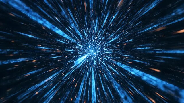 High Velocity Blue Light Warp Through Digital Space.