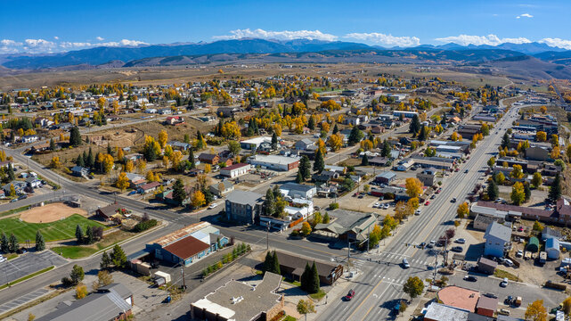 Aerial View of Grandby, Colorado during Autumn