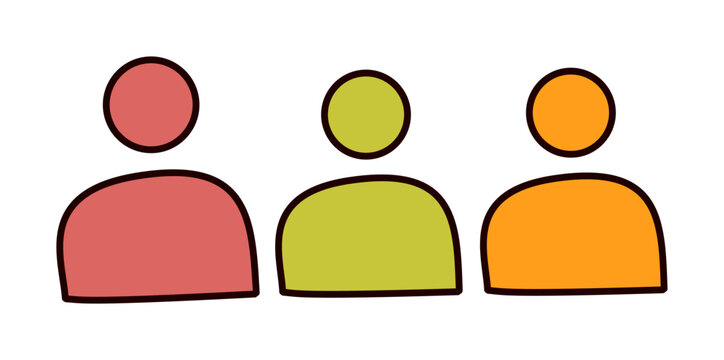 Three colorful people avatars representing team group or audience