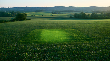 Obraz premium Soil Carbon Sequestration Research Plot Glowing Green In Farmland
