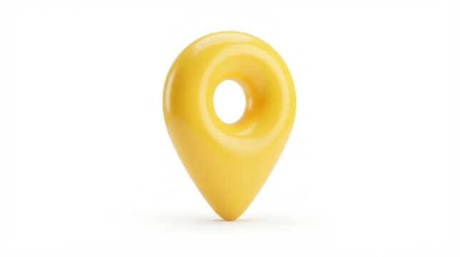 3d render of a yellow glossy map location pin icon isolated on white background