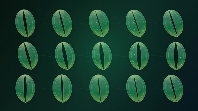 Glowing Green Stomata &mdash; Nature-Inspired Responsive Technology, Stomata-Inspired Glass Capsules Opening and Closing in a Glowing Network