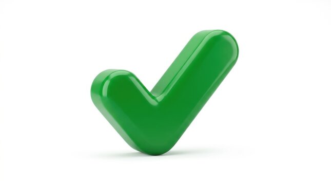 3d green check mark isolated on white background