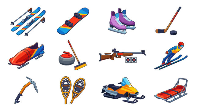 Winter Sport Equipment Icon Set