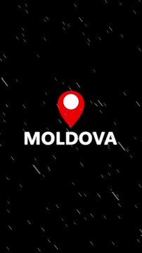 Moldova map showing regions. Animated country map with title. 4k resolution animation.