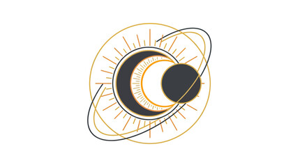 Celestial Crescent Moon and Planet Graphic © wudel