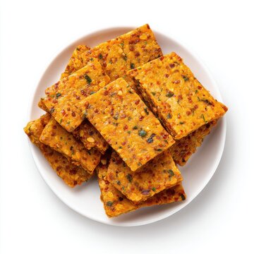 Tihar lentil bar fried bara isolated on a white background