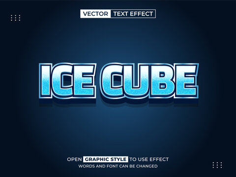 ice cube text effect featuring a frozen texture and glossy blue finish