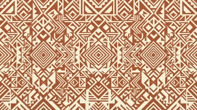 Intricate terracotta and cream seamless geometric pattern with tribal details geometric terracotta