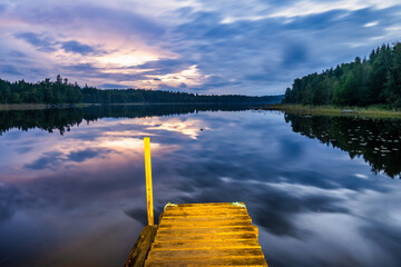 Hallangen lake at sunset. Kalmar region in Sweden. Europe © Pawel Pajor