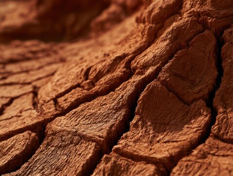 Close-up of cracked and wrinkled dry earth surface