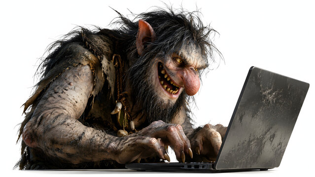 Internet Troll Character, Online Harassment and Cyberbullying Concept, Anonymous User Causing Trouble on Social Media
