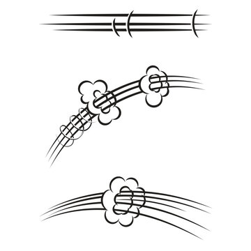 Vector collection featuring comic book speed lines, wind trails, and smoke dust motion effects.