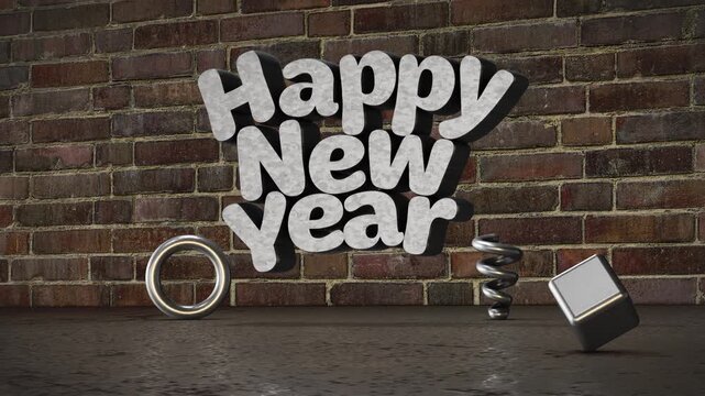 Happy New Year 2027 Chrome Sculpture Animation