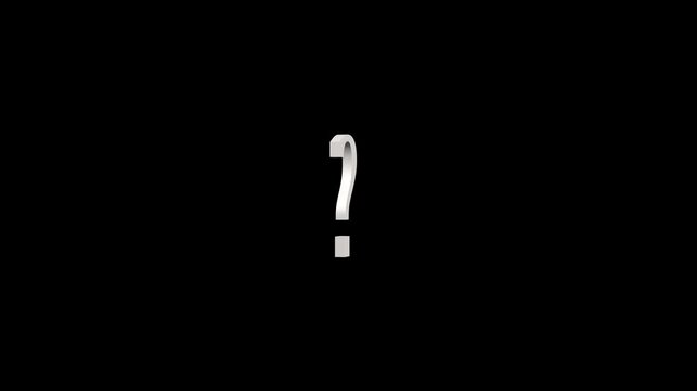 question mark animation with black background and subtle 3d effect and motion.