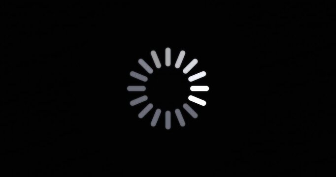 Loading buffering spinner icon, video streaming wait, motion graphics animation, seamless 4K loop