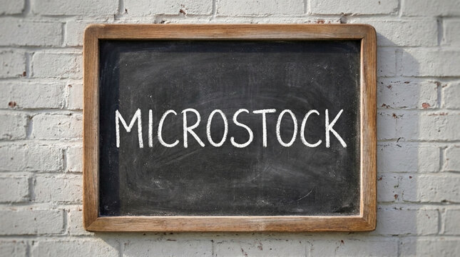 Microstock Text Written on Chalkboard Against Brick Wall Background